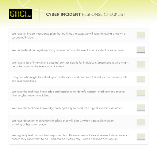 Cyber Incident Response Checklist